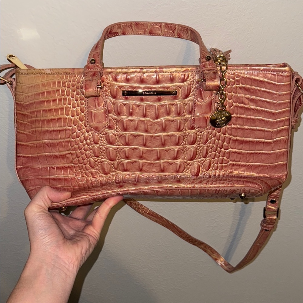 Brahmin Pink Crocodile Embossed Women's Bag